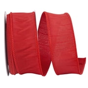 Reliant Ribbon - 92975W-065-09F, Dupioni Supreme Wired Edge Ribbon, Red, 1-1/2 Inch, 10 Yards