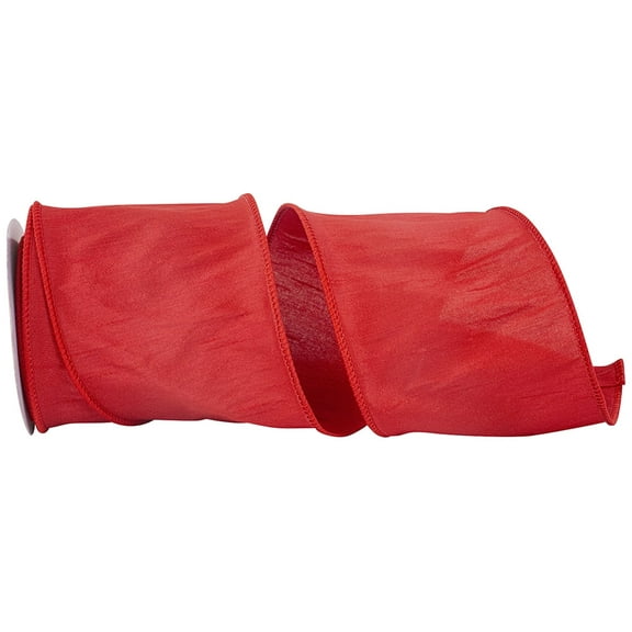 Reliant Ribbon - 92975W-065-10F, Dupioni Supreme Wired Edge Ribbon, Red, 4 Inch, 10 Yards
