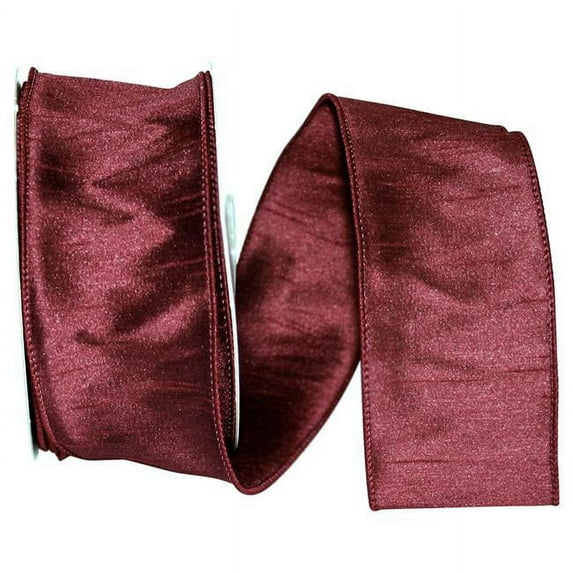 Reliant Ribbon - 92975W-090-40H, Dupioni Supreme Wired Edge Ribbon, Burgundy, 2-1/2 Inch, 20 Yards