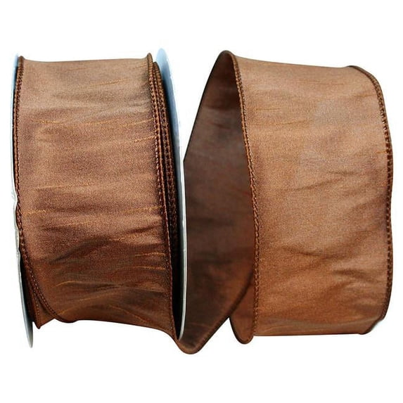 Reliant Ribbon - 92975W-092-40H, Dupioni Supreme Wired Edge Ribbon, Brown, 2-1/2 Inch, 20 Yards