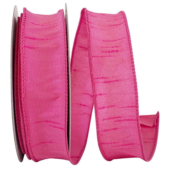 Reliant Ribbon - 92975W-175-09H, Dupioni Supreme Wired Edge Ribbon, Shocking Pink, 1-1/2 Inch, 20 Yards