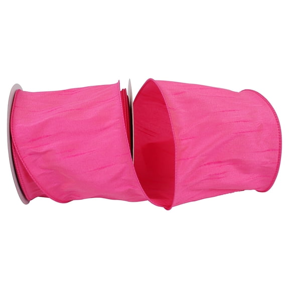 Reliant Ribbon - 92975W-175-10F, Dupioni Supreme Wired Edge Ribbon, Shocking Pink, 4 Inch, 10 Yards