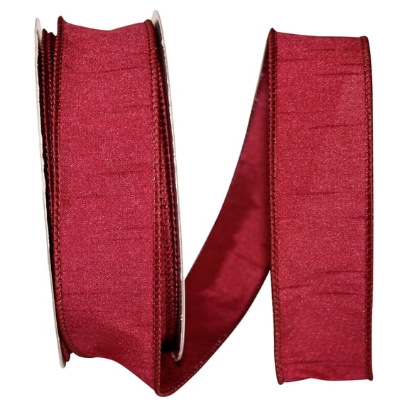 Reliant Ribbon - 92975W-201-09H, Dupioni Supreme Wired Edge Ribbon, Wine, 1-1/2 Inch, 20 Yards