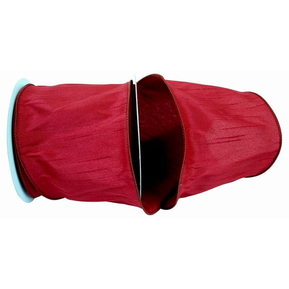 Reliant Ribbon - 92975W-201-10F, Dupioni Supreme Wired Edge Ribbon, Wine, 4 Inch, 10 Yards