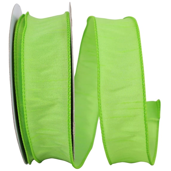 Reliant Ribbon - 92975W-204-09H, Dupioni Supreme Wired Edge Ribbon, Lime, 1-1/2 Inch, 20 Yards