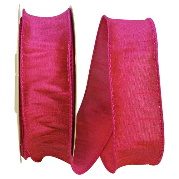 Reliant Ribbon - 92975W-222-09F, Dupioni Supreme Wired Edge Ribbon, Fuchsia, 1-1/2 Inch, 10 Yards