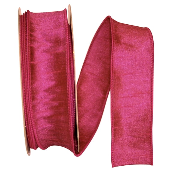 Reliant Ribbon - 92975W-222-09H, Dupioni Supreme Wired Edge Ribbon, Fuchsia, 1-1/2 Inch, 20 Yards