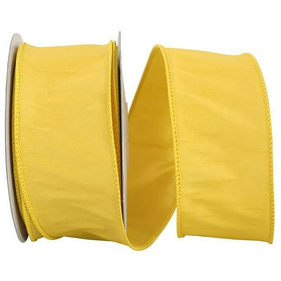Reliant Ribbon - 92975W-362-40H, Dupioni Supreme Wired Edge Ribbon, Golden Yellow, 2-1/2 Inch, 20 Yards