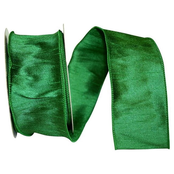 Reliant Ribbon - 92975W-510-40H, Dupioni Supreme Wired Edge Ribbon, Emerald, 2-1/2 Inch, 20 Yards