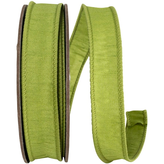 Ribbon - Dupioni Supreme Wired Edge, Green Grass, 7/8 Inch, 10 Yards