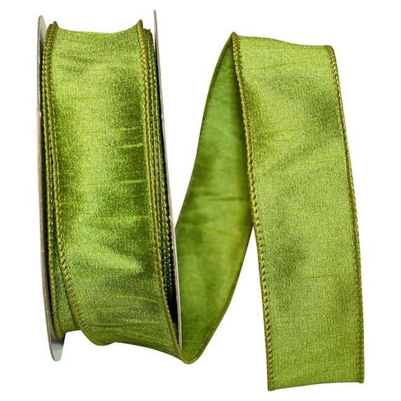 Reliant Ribbon 92975W-535-09H 1.5 in. 20 Yards Dupioni Supreme Wired Edge Ribbon, Green Grass