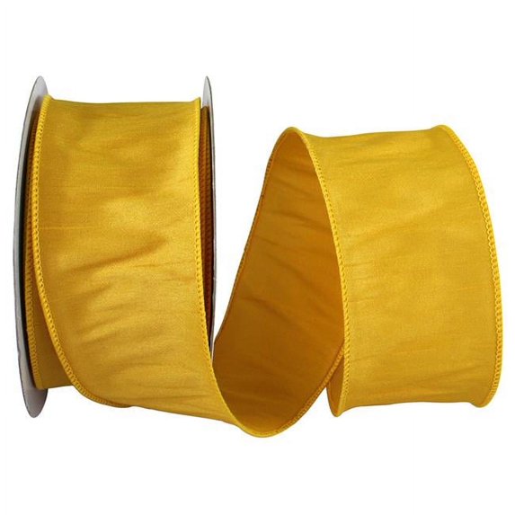 Reliant Ribbon - 92975W-662-40H, Dupioni Supreme Wired Edge Ribbon, Yellow Gold, 2-1/2 Inch, 20 Yards