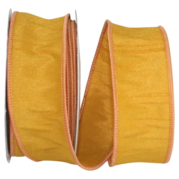 Reliant Ribbon - 92975W-688-09F, Dupioni Supreme Wired Edge Ribbon, Mustard, 1-1/2 Inch, 10 Yards