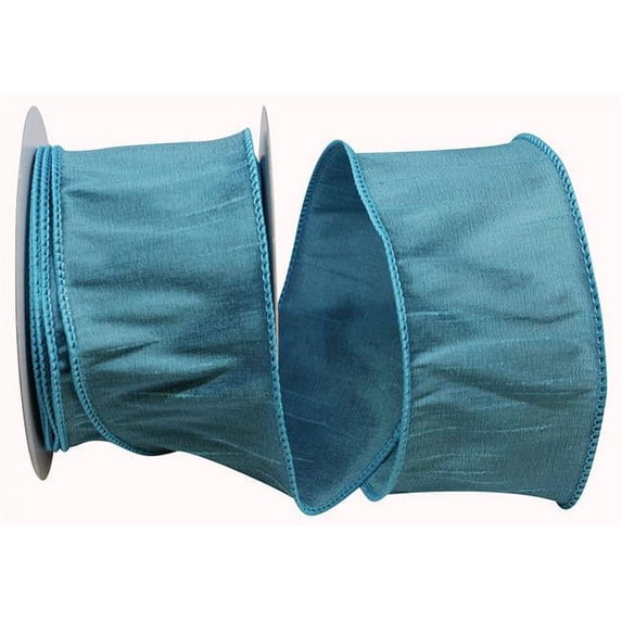 Reliant Ribbon 92975W-913-40F 2.5 in. 10 Yards Dupioni Supreme Wired Edge Ribbon, Turquoise