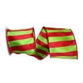 thumbnail image 1 of Reliant Ribbon - 92998W-603-10F, Stripe Dupioni Cindy Wired Edge Ribbon, Chartreuse/red, 4 Inch, 10 Yards, 1 of 1
