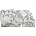 thumbnail image 1 of Reliant Ribbon - 93004W-070-40F, Silver Scroll Glimmer Wired Edge Ribbon, Silver, 2-1/2 Inch, 10 Yards, 1 of 1