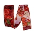 thumbnail image 1 of Reliant Ribbon - 93032W-090-09H, Leaves Glitter Sheer Wired Edge Ribbon, Burgundy, 1-1/2 Inch, 20 Yards, 1 of 1
