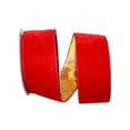 thumbnail image 1 of Reliant Ribbon - 93078W-994-40F, Plush Velvet Gold Back Wired Edge Ribbon, Red/gold, 2-1/2 Inch, 10 Yards, 1 of 1