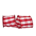 thumbnail image 1 of Reliant Ribbon - 93152W-695-10F, Dupioni Plaid Buffalo Large Wired Edge Ribbon, Red/white, 4 Inch, 10 Yards, 1 of 1