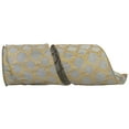 thumbnail image 1 of Reliant Ribbon - 93157W-995-10F, Filigree Crest Dupione Wired Edge Ribbon, Silver/gold, 4 Inch, 10 Yards, 1 of 1