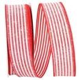 thumbnail image 1 of Reliant Ribbon 93160W-036-09H 1.5 in. 20 Yards Frosted Candy Stripes Wired Edge Ribbon, White & Red, 1 of 1