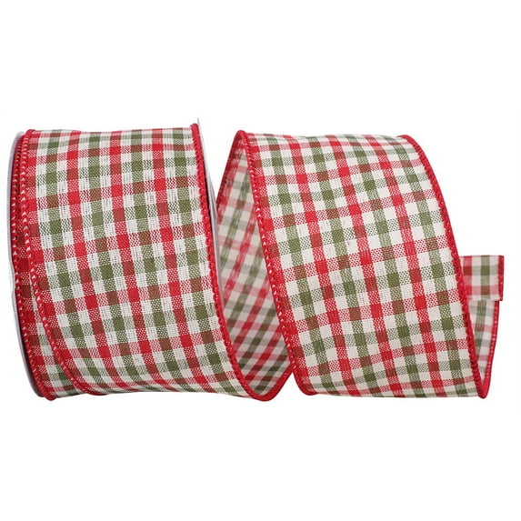Reliant Ribbon - 93171W-985-40F, Holiday Country Plaid Value Wired Edge Ribbon, Red/green, 2-1/2 Inch, 10 Yards