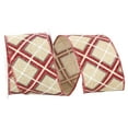 thumbnail image 1 of Reliant Ribbon - 93186W-756-40F, Plaid Diagonal Mixed Glitter Linen Print Ribbon, Natural/red, 2-1/2 Inch, 10 Yards, 1 of 1