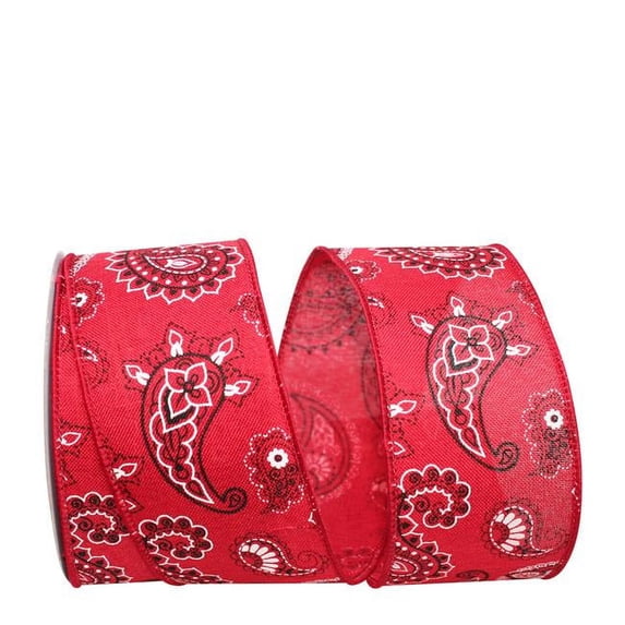 Reliant Ribbon - 93225W-065-40F, Bandana Linen We Ribbon, Red, 2-1/2 Inch, 10 Yards