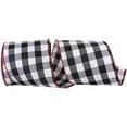 thumbnail image 1 of Reliant Ribbon - 93228W-739-10F, Celine Plaid Twill Value Wired Edge Ribbon, Black/red, 4 Inch, 10 Yards, 1 of 1