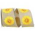 thumbnail image 1 of Reliant Ribbon - 93237W-594-40F, Gerbera Daisy Linen We Ribbon, Natural/yellow, 2-1/2 Inch, 10 Yards, 1 of 1