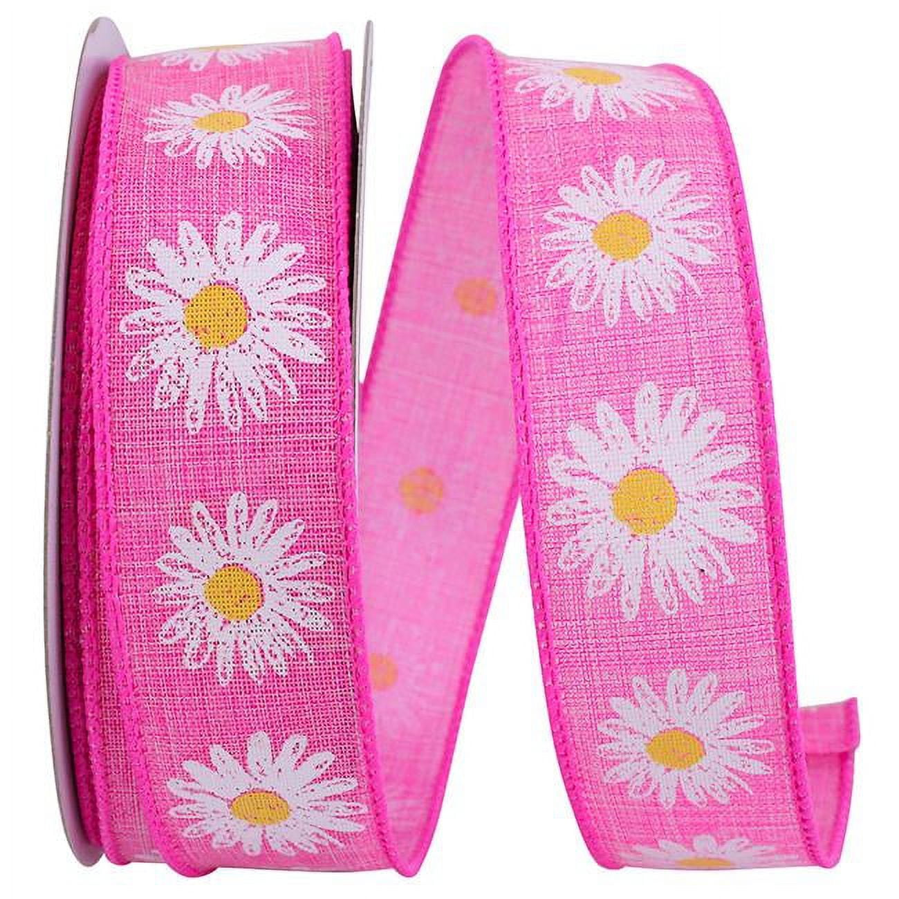 Reliant Ribbon - 93246W-061-09H, Linen Flower Row We Ribbon, Pink, 1-1/ ...