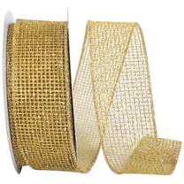 Reliant Ribbon - 93290W-035-09F, Glitter Web Mesh Metallic Wired Edge Ribbon, Gold, 1-1/2 Inch, 10 Yards