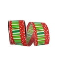 thumbnail image 1 of Reliant Ribbon - 93300W-985-40H, Festive Ticking With Dots Wired Edge Ribbon, Red/green, 2-1/2 Inch, 20 Yards, 1 of 1