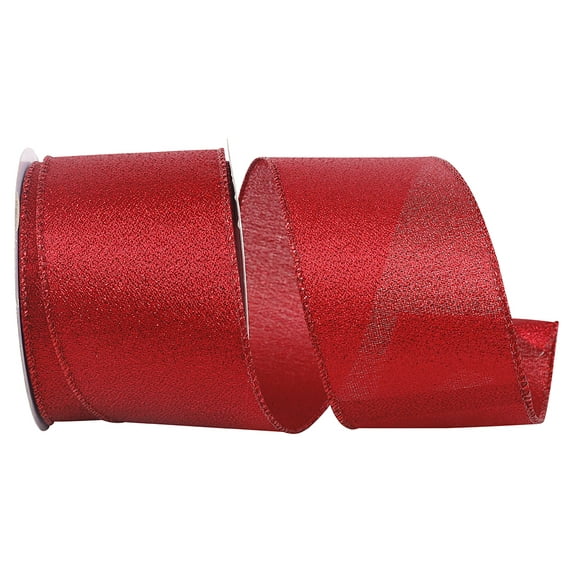 Reliant Ribbon - 93322W-065-40F, Sparkle Metallic Display Wired Edge Ribbon, Red, 2-1/2 Inch, 10 Yards