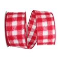 thumbnail image 1 of Reliant Ribbon - 93333W-036-40F, Brushed Gingham Check Flannel Wired Edge Ribbon, White/red, 2-1/2 Inch, 10 Yards, 1 of 1