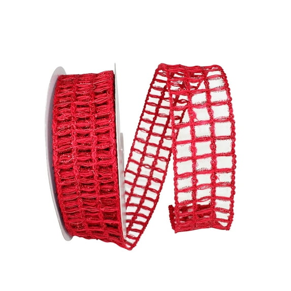 Reliant Ribbon - 93344W-065-40H, Grand Jute Box Sparkle Wired Edge Ribbon, Red, 2-1/2 Inch, 20 Yards