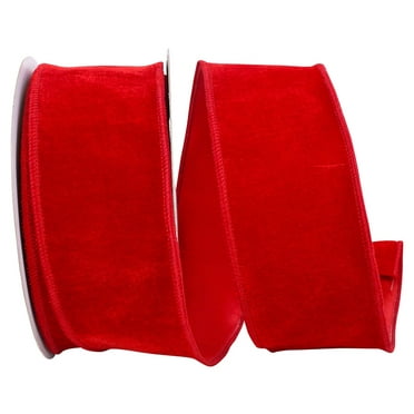 Reliant Ribbon - 93347W-065-40F, Plush Velvet With Dupioni Backing Wired Ribbon, Red, 2-1/2 Inch, 10 Yards