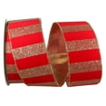 thumbnail image 1 of Reliant Ribbon - 93349W-994-40F, Glitter Bars Striped Velvet Gold Back W Ribbon, Red/gold, 2-1/2 Inch, 10 Yards, 1 of 1