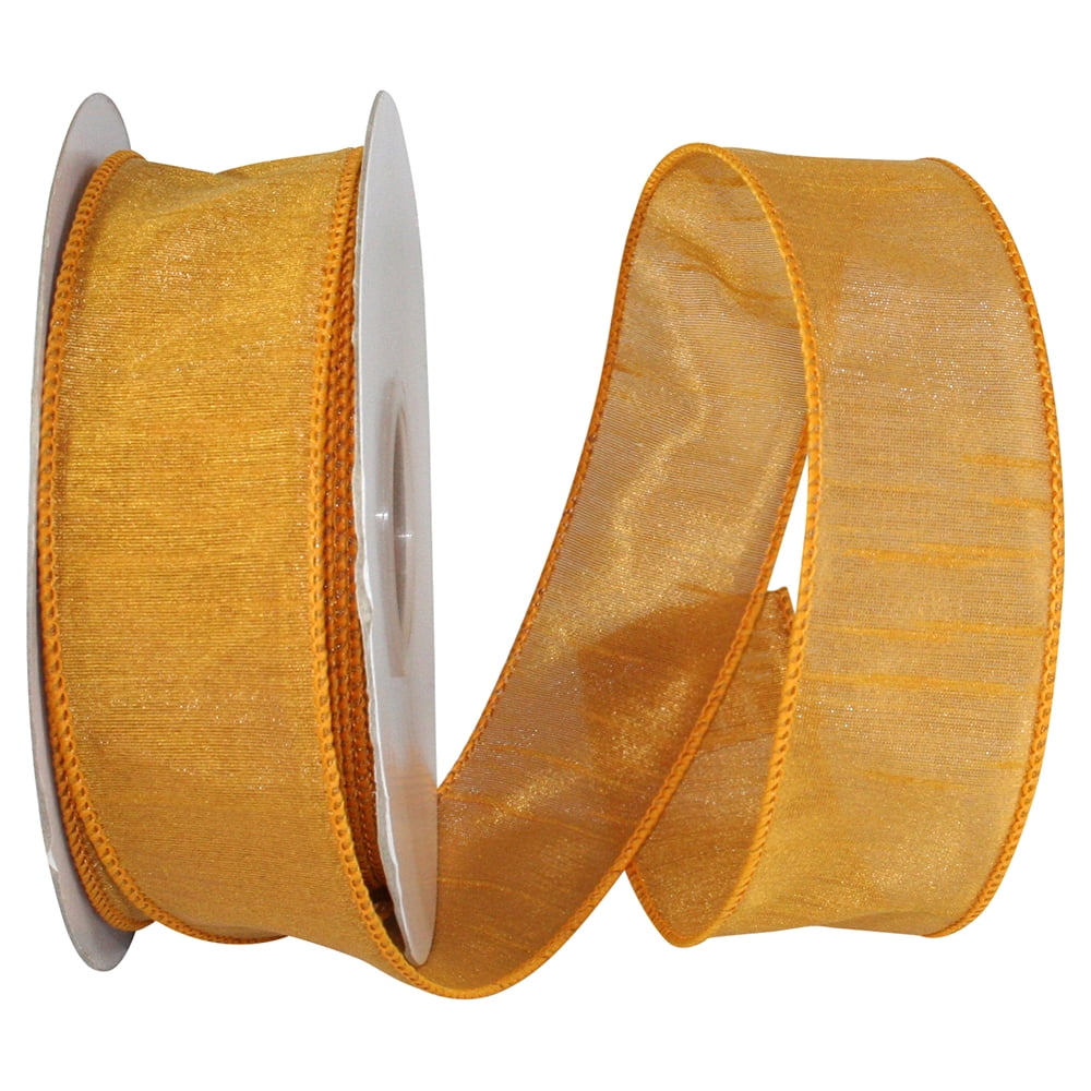 Reliant Gold Reliant Ribbon - 93362W-035-09H, Dupioni Season Wired Edge Ribbon, Gold ...
