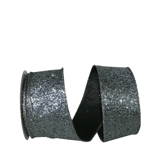 Reliant Ribbon - 93365W-070-40F, Sumptious Sequin Glitter Wired Edge Ribbon, Silver, 2-1/2 Inch, 10 Yards