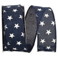 thumbnail image 1 of Reliant Ribbon - 93408W-055-09H, Stars Tossed Linen Wired Edge Ribbon, Navy, 1-1/2 Inch, 20 Yards, 1 of 1
