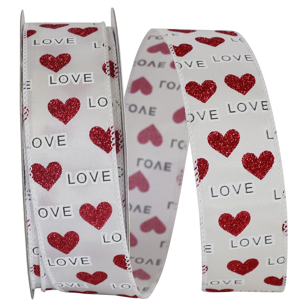 Love♡ribbon Reliant Ribbon - 93415W-030-09H, Love Hearts Glitter Wired