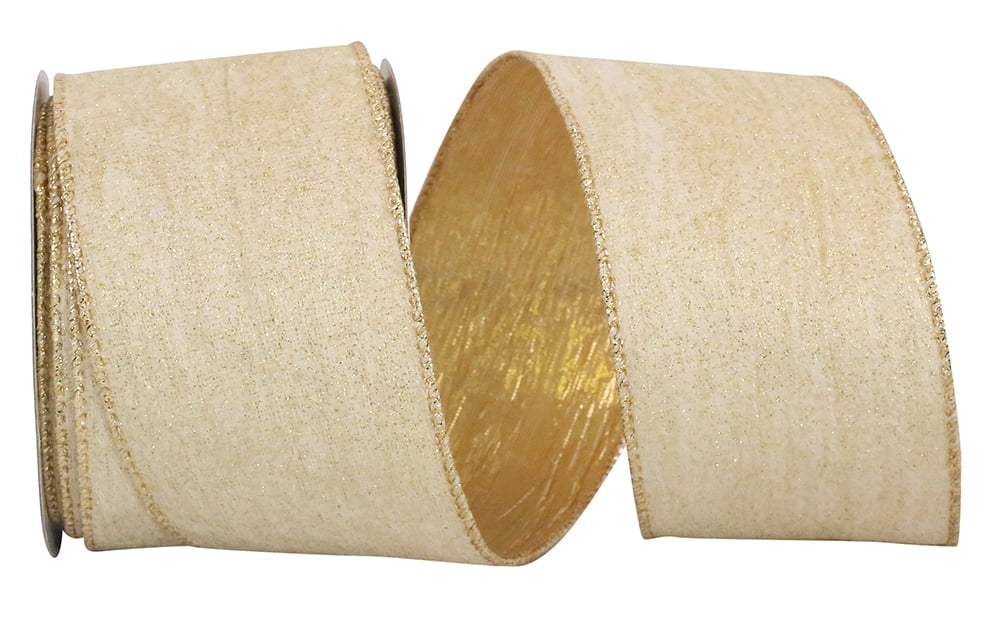 Reliant Gold Reliant Ribbon - 93494W-035-40F, Glitter Velvet Crushed Lame Backed ...