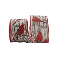 thumbnail image 1 of Reliant Ribbon - 93519W-756-40F, Cardinal Perch Linen Natural Wired Edge Ribbon, Natural/red, 2-1/2 Inch, 10 Yards, 1 of 1