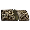 thumbnail image 1 of Reliant Ribbon 93544W-001-10F 4 in. 10 Yards Leopard Leatherette Wired Edge Ribbon, Multi Color, 1 of 1