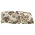 thumbnail image 1 of Reliant Ribbon - 93559W-810-10F, Pinecone Glitter Outlines Linen Wired Ed Ribbon, Ivory, 4 Inch, 10 Yards, 1 of 1