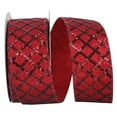 thumbnail image 1 of Reliant Ribbon - 93591W-065-40F, Sequin Glimmer Lattice Deluxe Wired Edge Ribbon, Red, 2-1/2 Inch, 10 Yards, 1 of 1