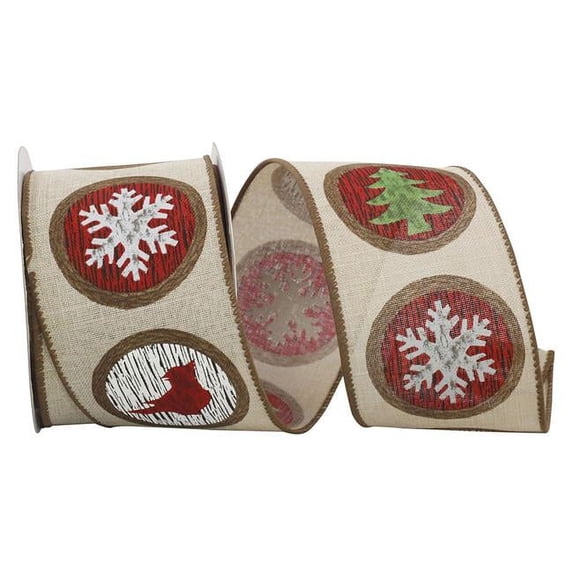 Reliant Ribbon 93609W-750-40F 2.5 in. 10 Yards Woods Cuts Holiday Wired Edge Ribbon, Natural