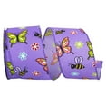thumbnail image 1 of Reliant Ribbon - 93617W-064-40F, Butterfly And Bees Bright Wired Edge Ribbon, Purple, 2-1/2 Inch, 10 Yards, 1 of 1