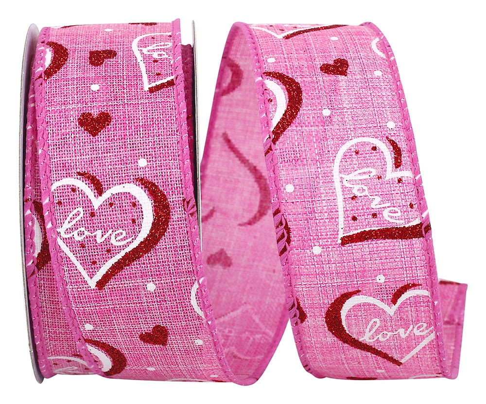 Reliant Ribbon - 93621W-756-09F, Love Heartbeat Linen Glitter